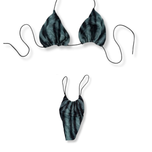 Aqua Mesh Tie Dye String Bikini