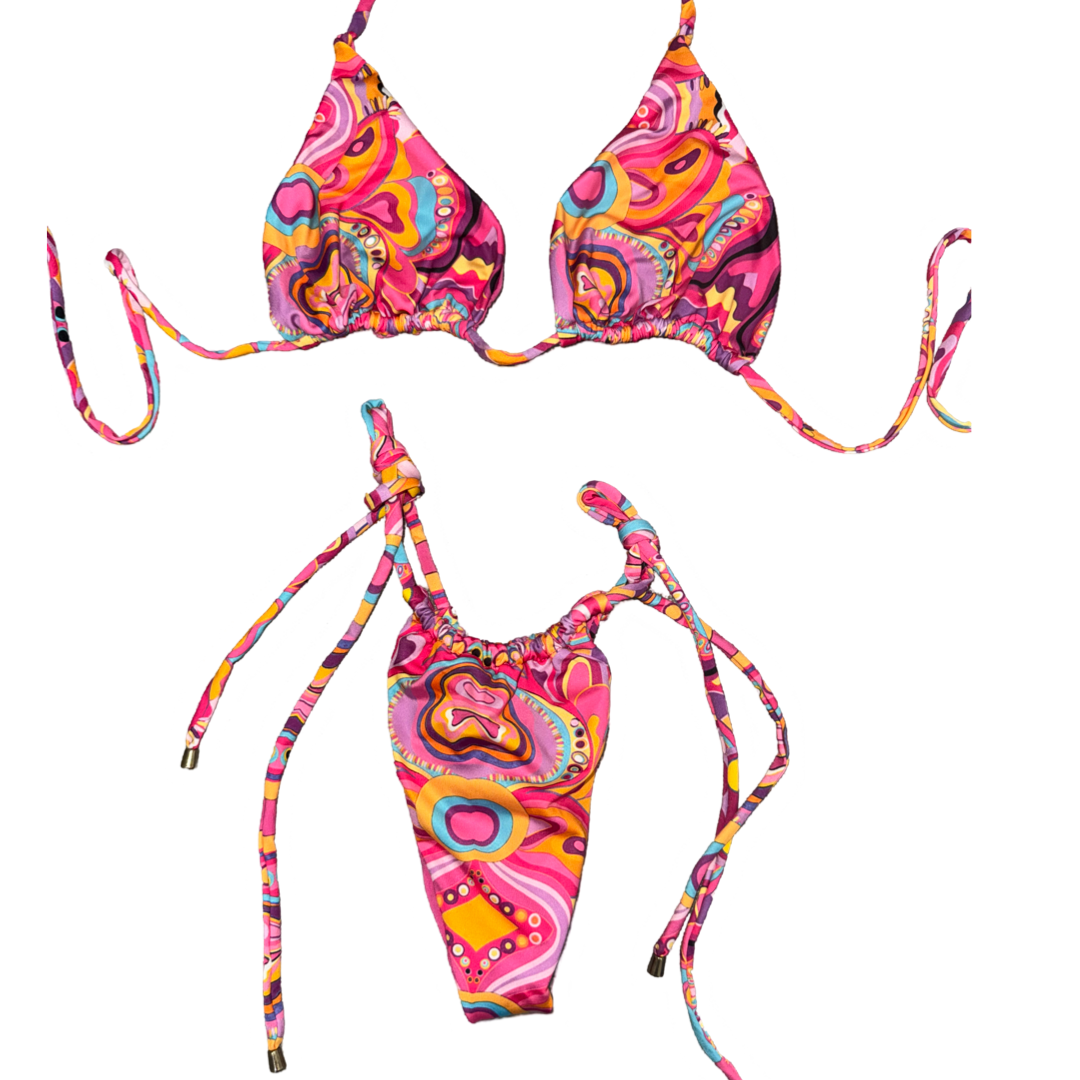 Retro Colorful Tie Bikini