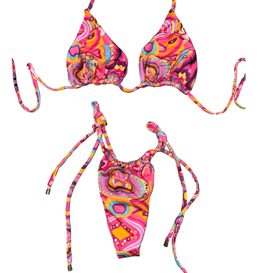 Retro Colorful Tie Bikini