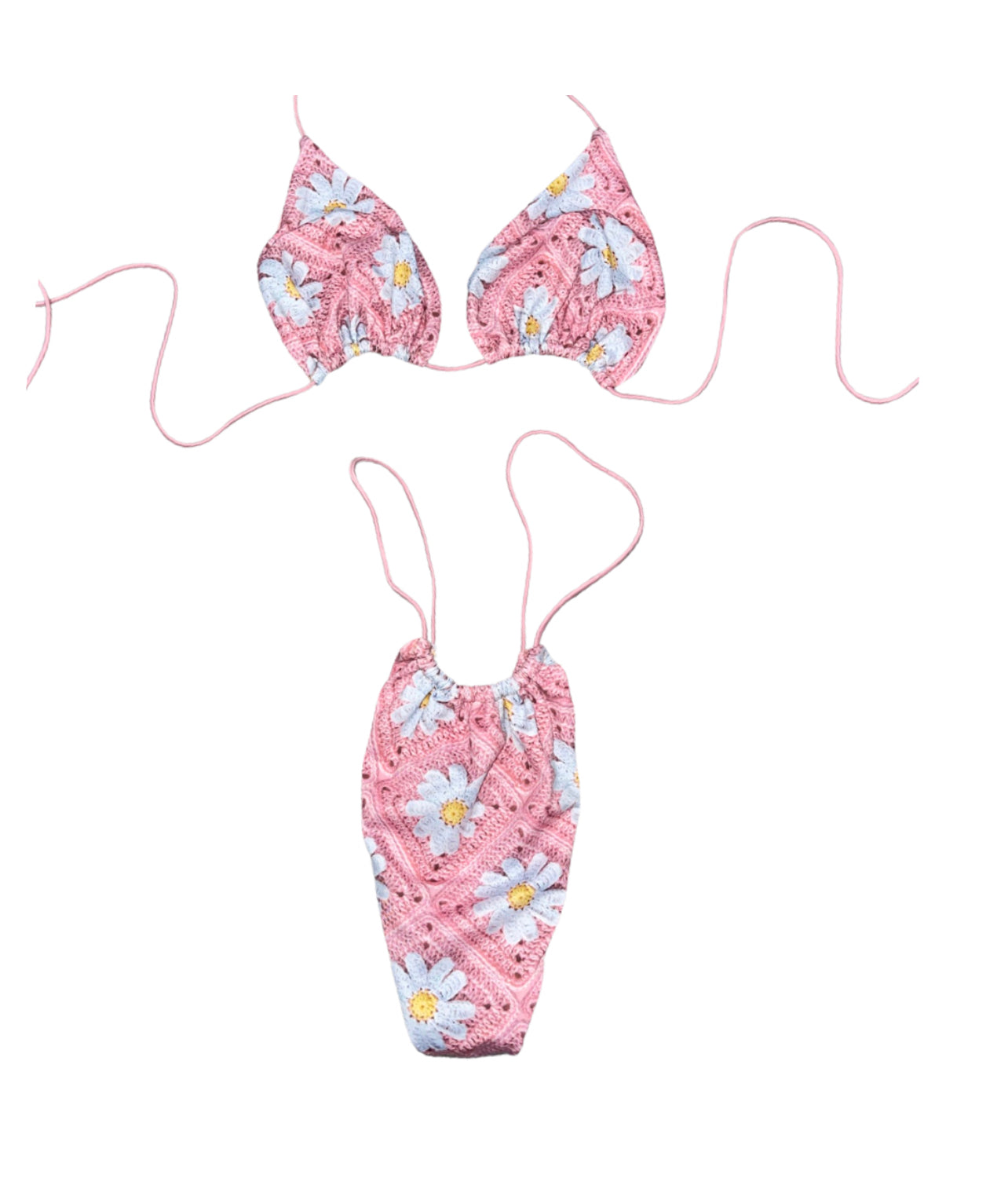 Pink Daisy String Bikini