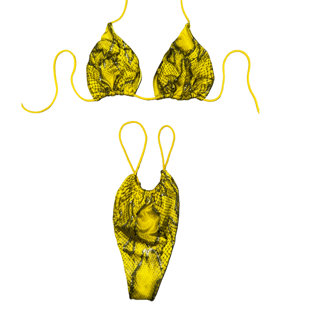 Yellow Python String Bikini