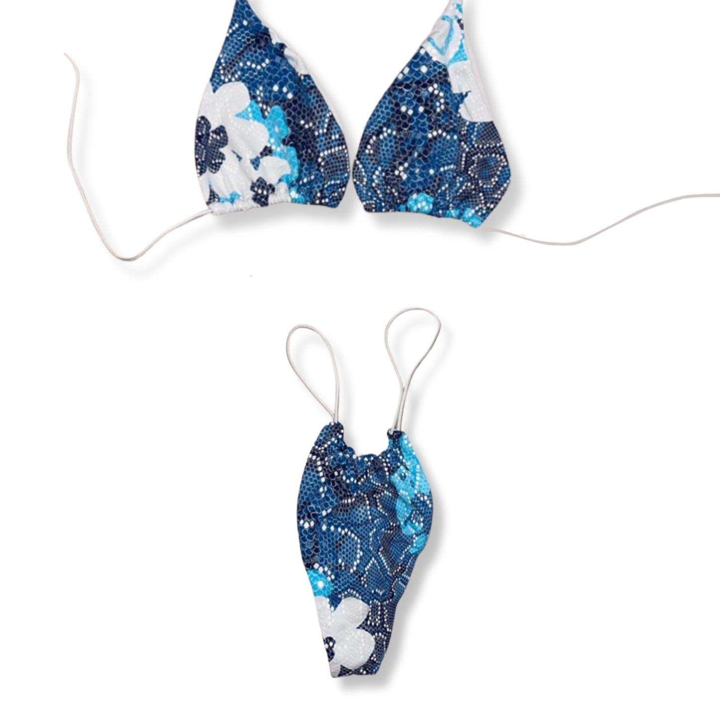 Blue Daisy String Bikini
