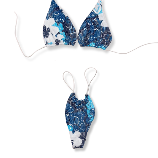 Blue Daisy String Bikini