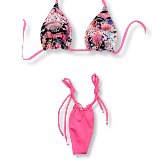 Pink Python Reversible Tie Bikini