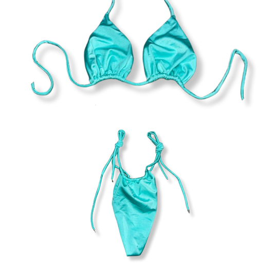 Turquoise Silky Tie Bikini