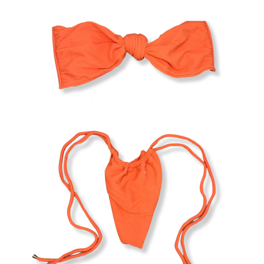 Neon Textured Strapless Tie Bikini